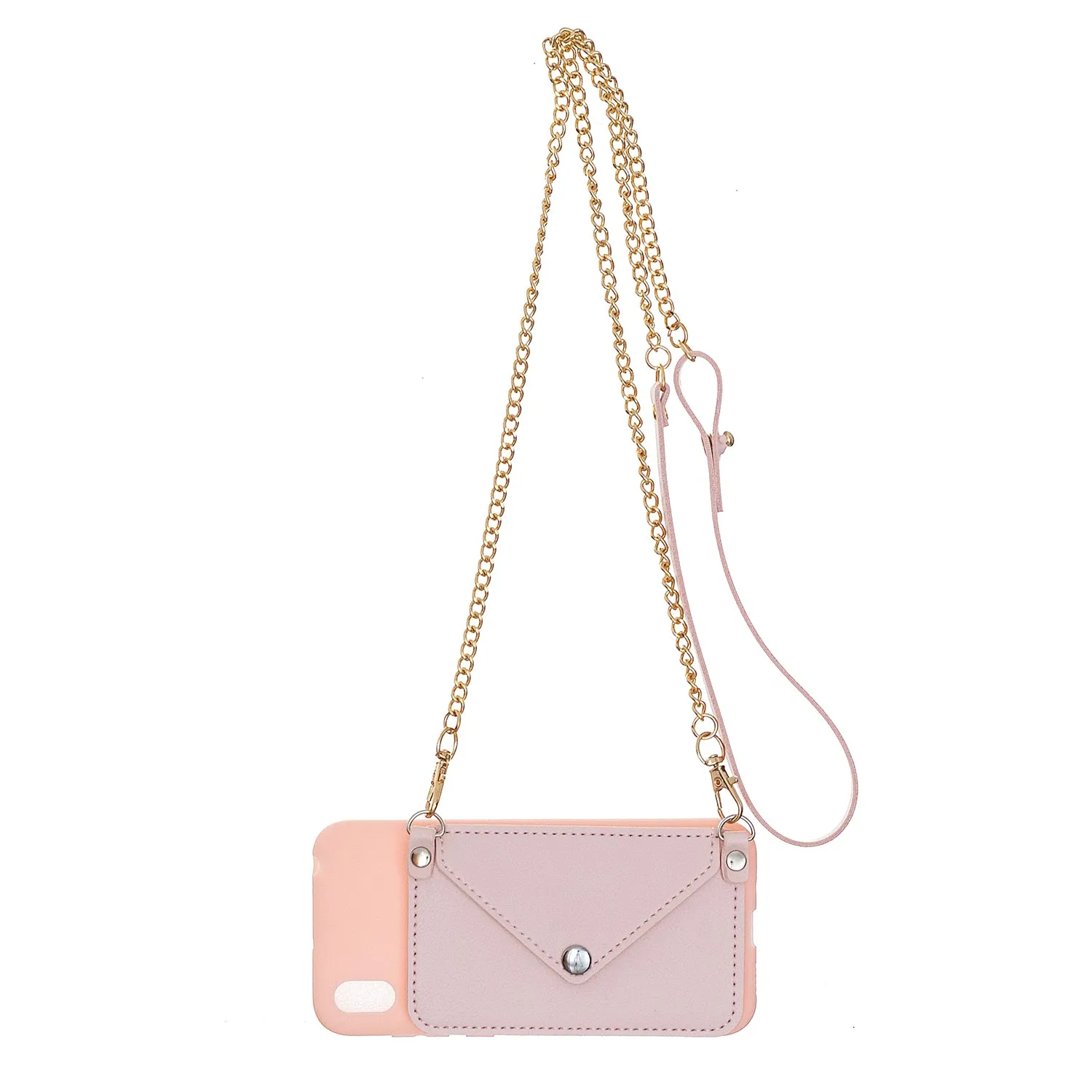 For HUAWEI Y5 2018/2019/Y6 2019/Y7 2019/PSMART Z/Y9 2019 Mobile Phone Cover with Pu Card Holder   Hand Rope   Straddle Rope Pink