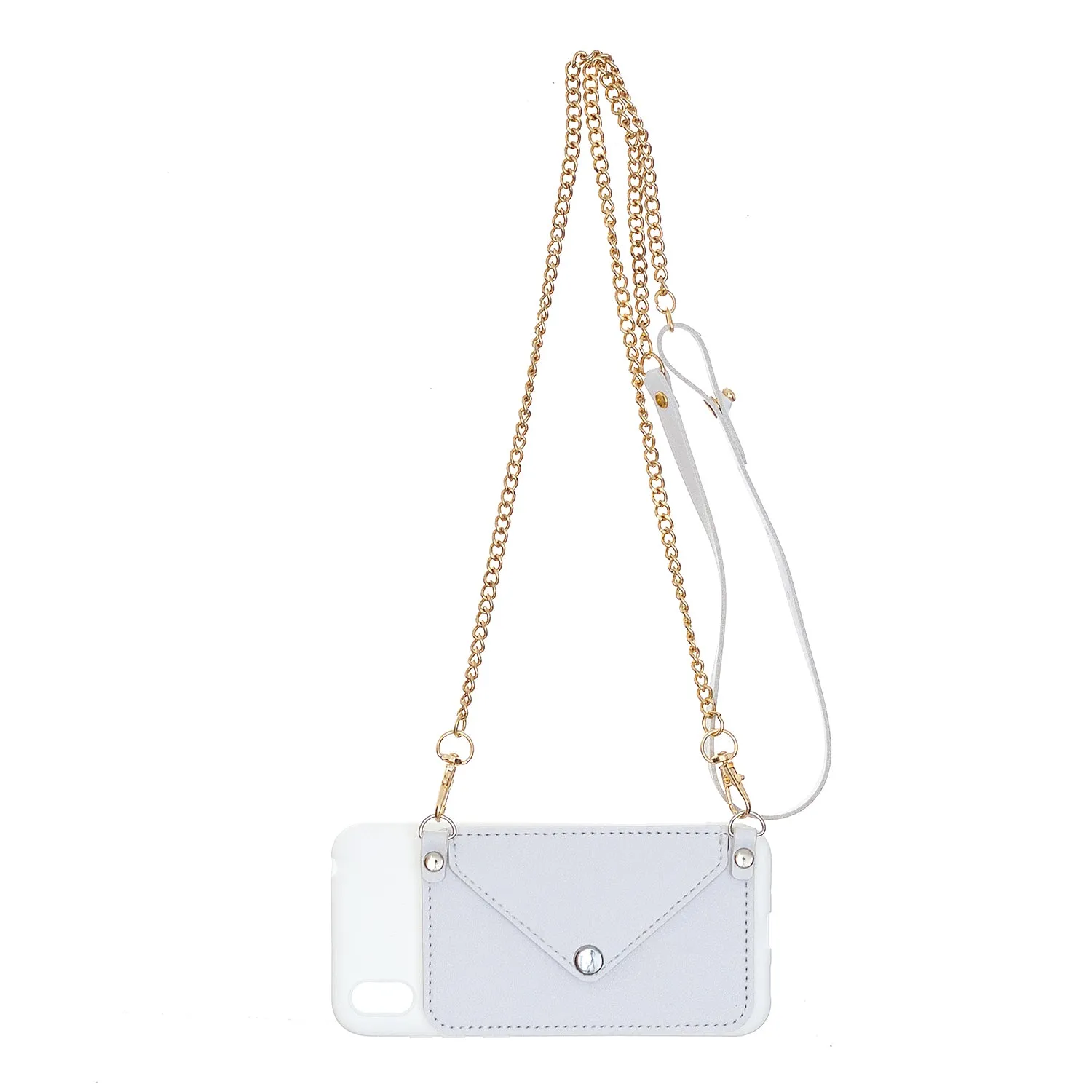 For HUAWEI Y5 2018/2019/Y6 2019/Y7 2019/PSMART Z/Y9 2019 Mobile Phone Cover with Pu Card Holder   Hand Rope   Straddle Rope white