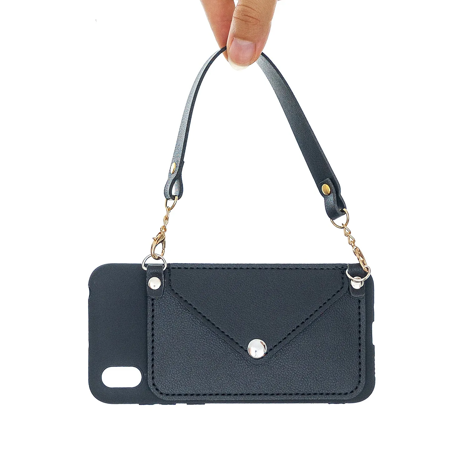 For HUAWEI Y5 2018/2019/Y6 2019/Y7 2019/PSMART Z/Y9 2019 Mobile Phone Cover with Pu Card Holder   Hand Rope   Straddle Rope white