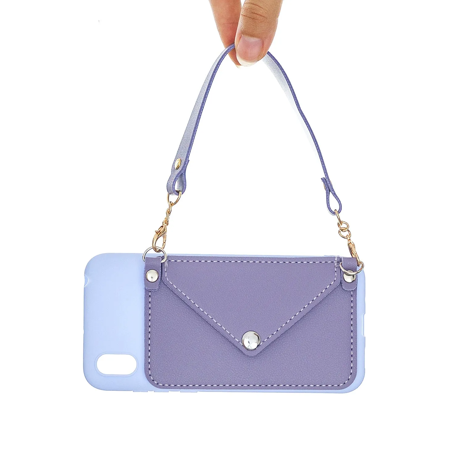 For HUAWEI Y5 2018/2019/Y6 2019/Y7 2019/PSMART Z/Y9 2019 Mobile Phone Cover with Pu Card Holder   Hand Rope   Straddle Rope white