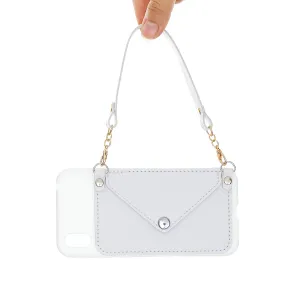 For HUAWEI Y5 2018/2019/Y6 2019/Y7 2019/PSMART Z/Y9 2019 Mobile Phone Cover with Pu Card Holder   Hand Rope   Straddle Rope white