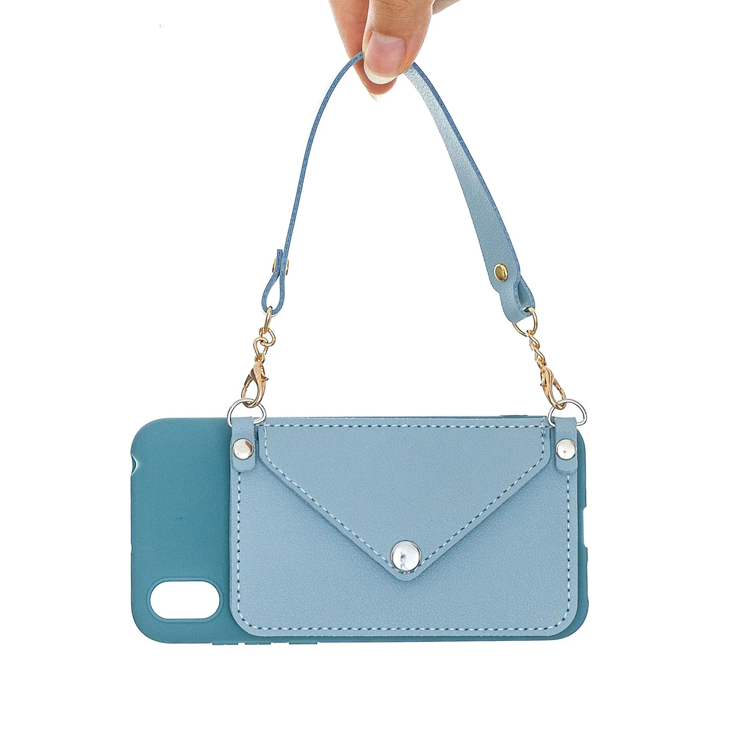 For HUAWEI Y5 2018/2019/Y6 2019/Y7 2019/PSMART Z/Y9 2019 Mobile Phone Cover with Pu Card Holder   Hand Rope   Straddle Rope white