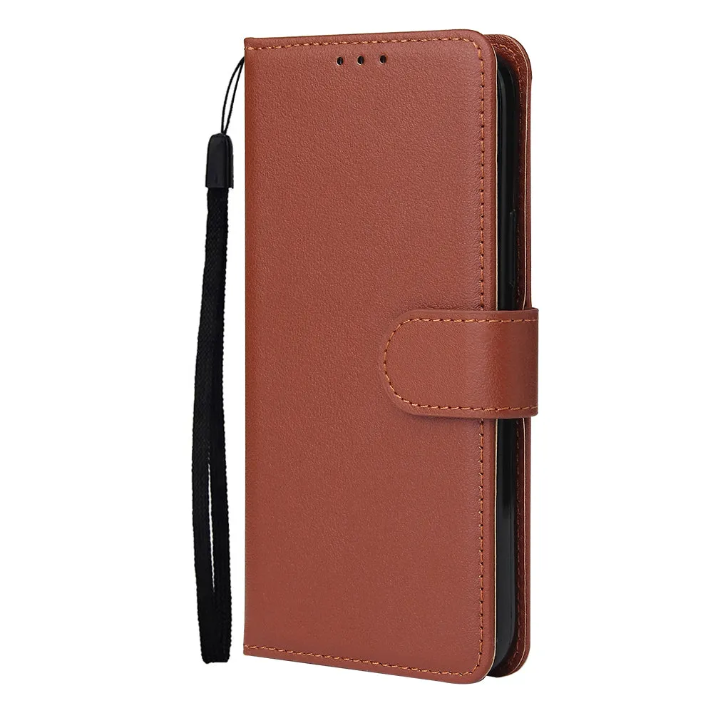 For Iphone 12 5.4 inch/6.1 inch/ 6.7 inch PU Leather Three-card Photo Frame Front Buckle Mobile Phone shell brown