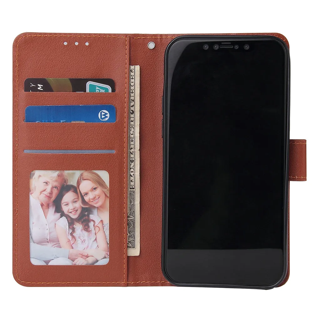 For Iphone 12 5.4 inch/6.1 inch/ 6.7 inch PU Leather Three-card Photo Frame Front Buckle Mobile Phone shell brown