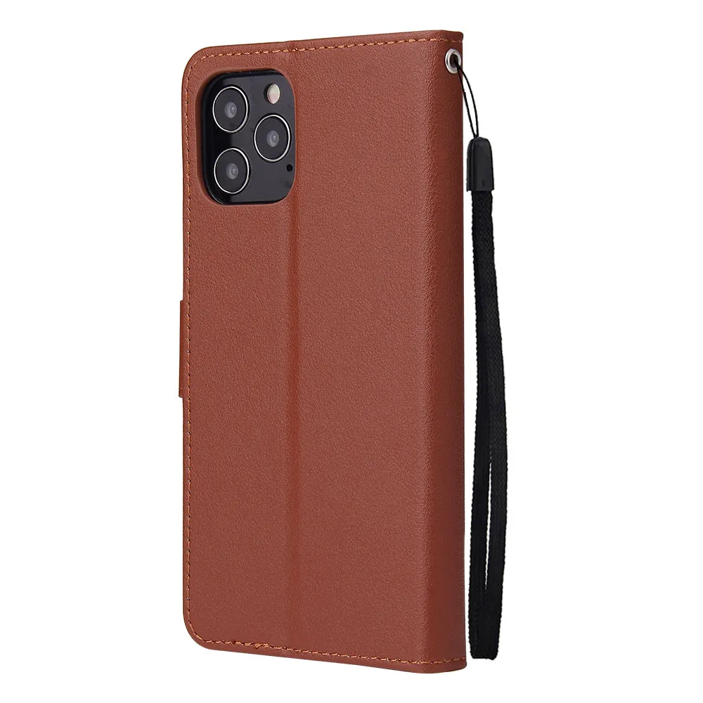 For Iphone 12 5.4 inch/6.1 inch/ 6.7 inch PU Leather Three-card Photo Frame Front Buckle Mobile Phone shell Red wine