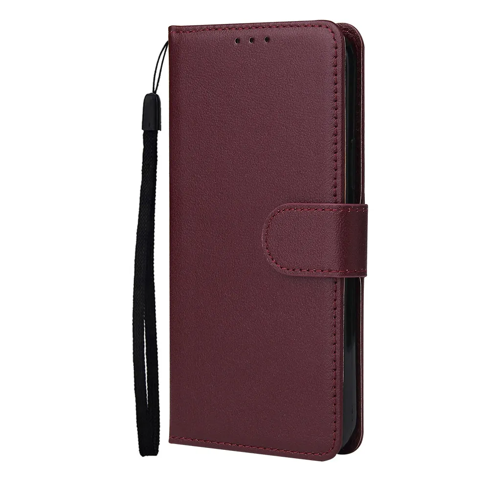 For Iphone 12 5.4 inch/6.1 inch/ 6.7 inch PU Leather Three-card Photo Frame Front Buckle Mobile Phone shell Red wine