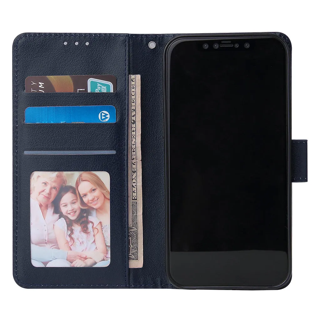For Iphone 12 5.4 inch/6.1 inch/ 6.7 inch PU Leather Three-card Photo Frame Front Buckle Mobile Phone shell Red wine