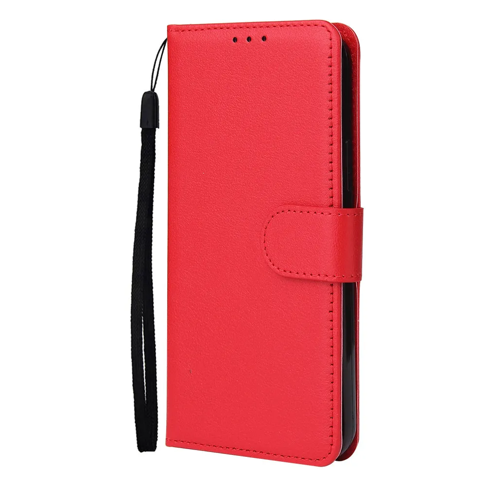 For Iphone 12 5.4 inch/6.1 inch/ 6.7 inch PU Leather Three-card Photo Frame Front Buckle Mobile Phone shell red