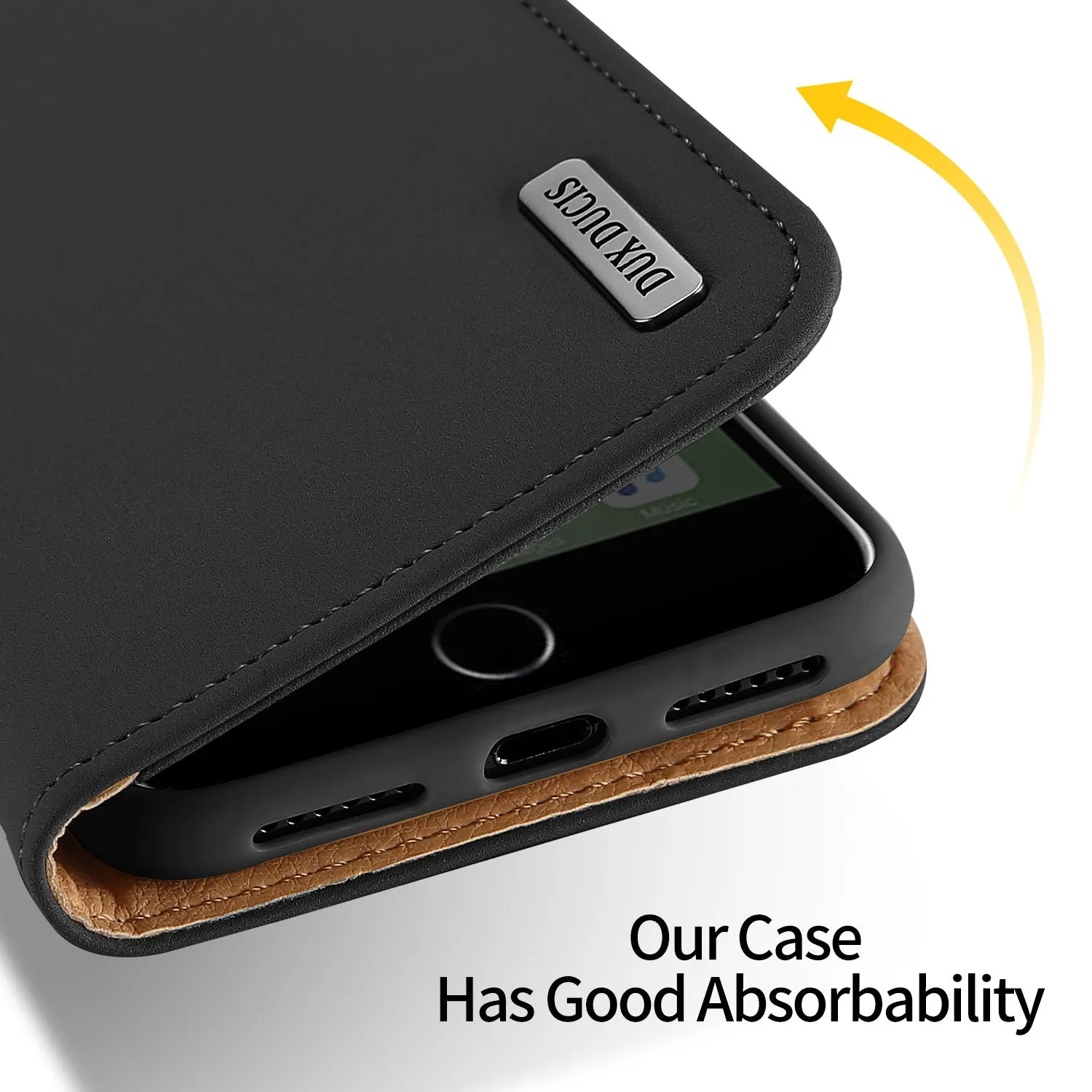 For iPhone 9 Mobile Phone Cover Magnetic Leather Protective Case with Card Slot Bracket Khaki