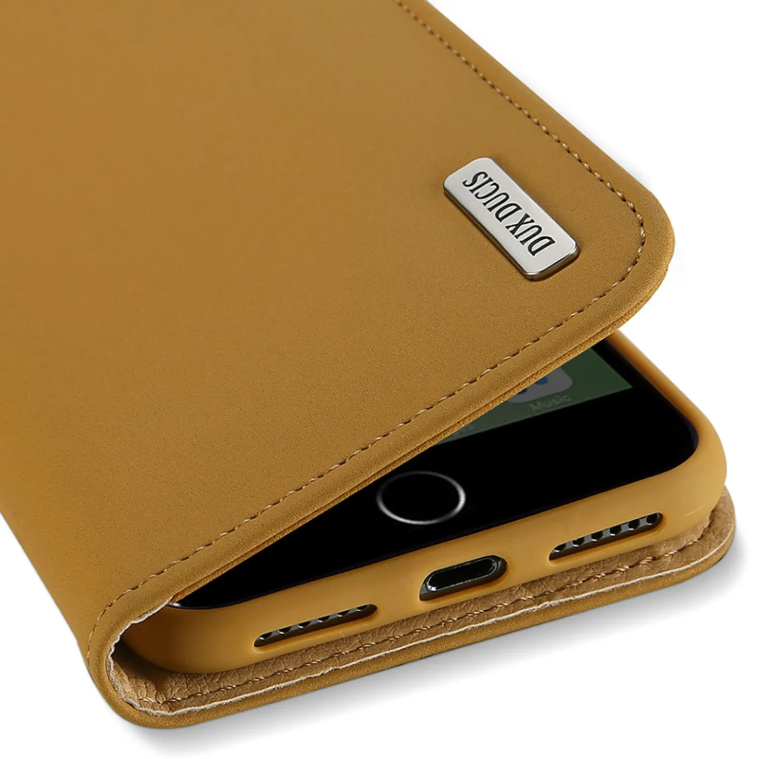 For iPhone 9 Mobile Phone Cover Magnetic Leather Protective Case with Card Slot Bracket Khaki