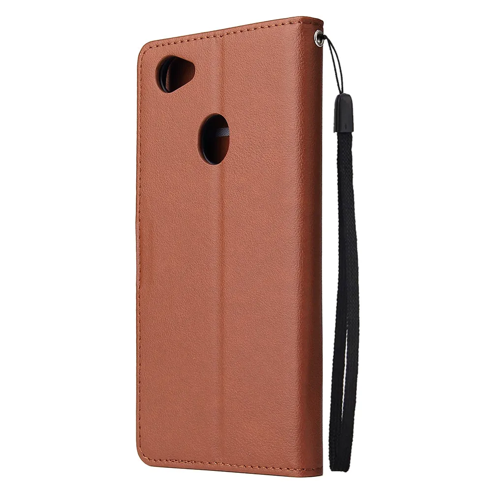 For OPPO F7 Wallet-type PU Leather Protective Phone Case with Buckle & 3 Card Position Gold