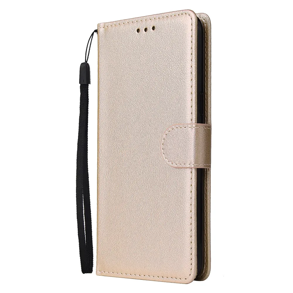 For OPPO F7 Wallet-type PU Leather Protective Phone Case with Buckle & 3 Card Position Gold