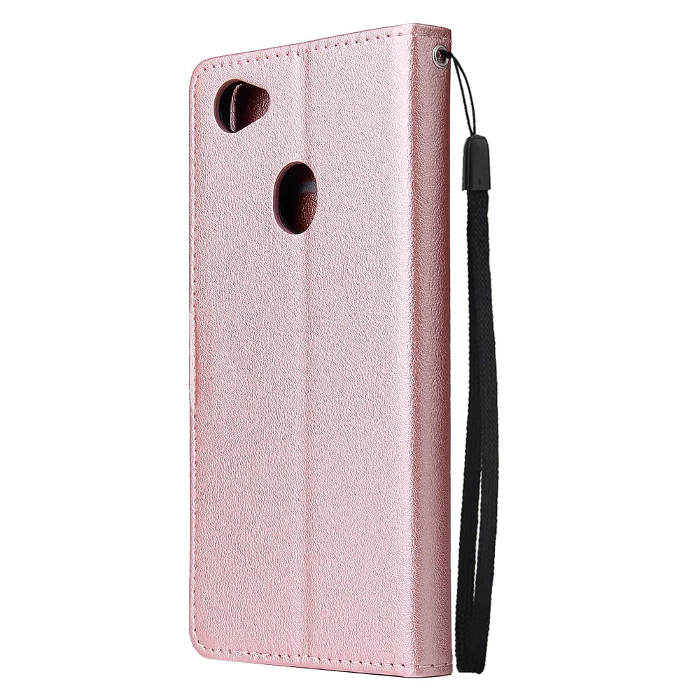 For OPPO F7 Wallet-type PU Leather Protective Phone Case with Buckle & 3 Card Position Red wine