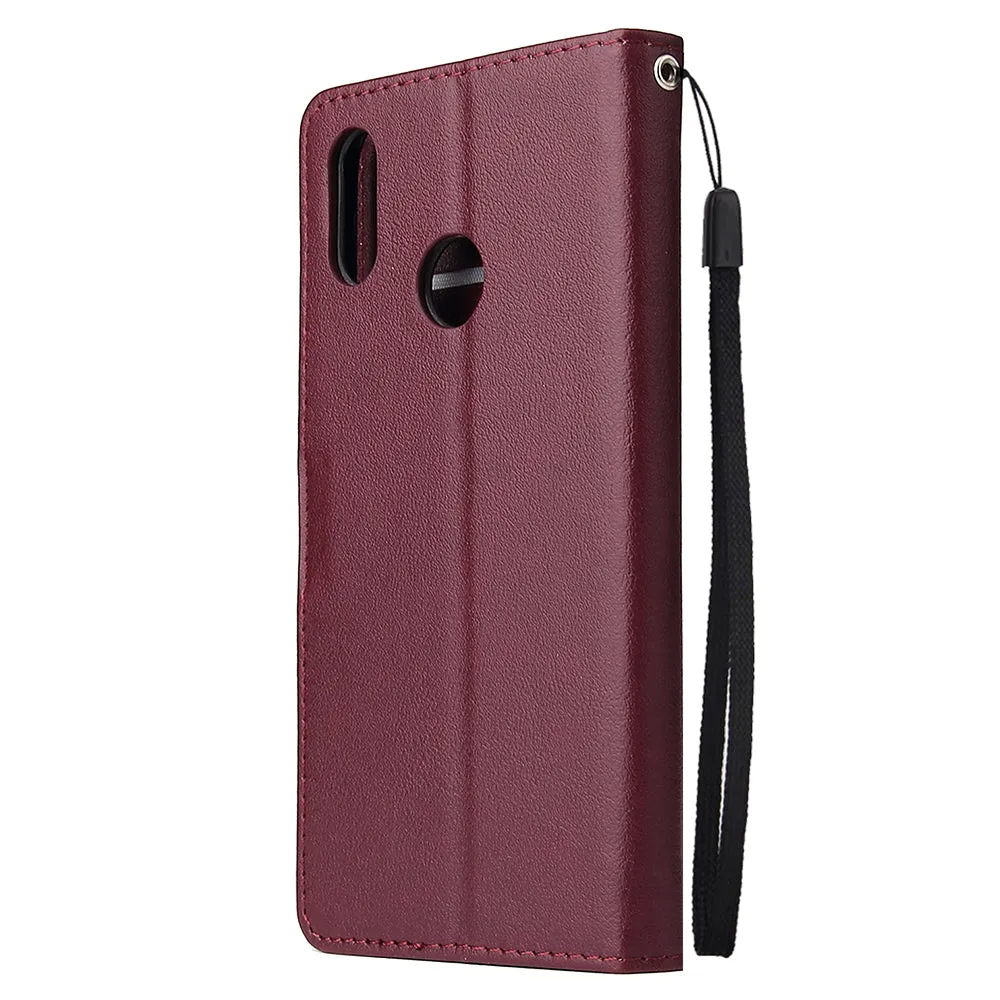 For OPPO Realme 3 Wallet-type PU Leather Protective Phone Case with Buckle & 3 Card Position red