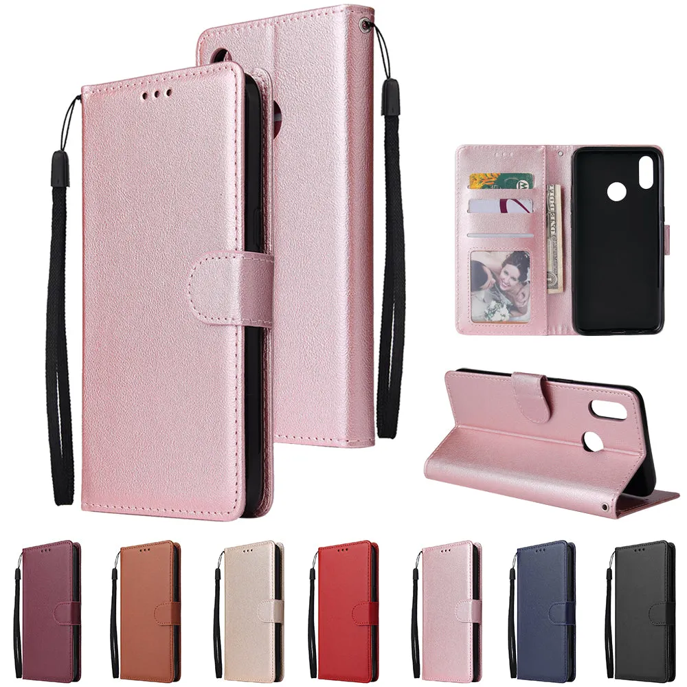 For OPPO Realme 3 Wallet-type PU Leather Protective Phone Case with Buckle & 3 Card Position red