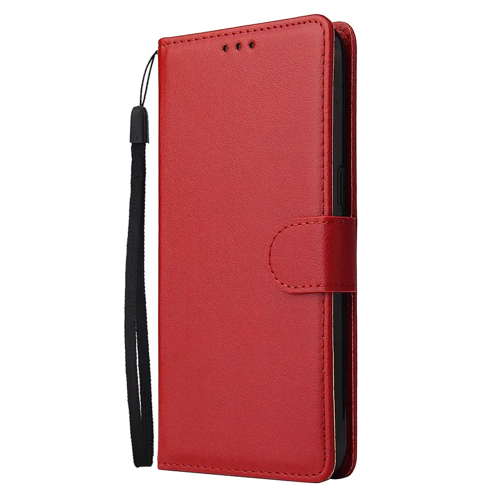 For OPPO Realme 3 Wallet-type PU Leather Protective Phone Case with Buckle & 3 Card Position red