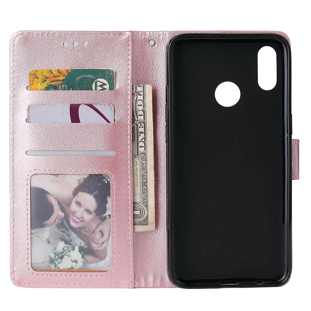 For OPPO Realme 3 Wallet-type PU Leather Protective Phone Case with Buckle & 3 Card Position red