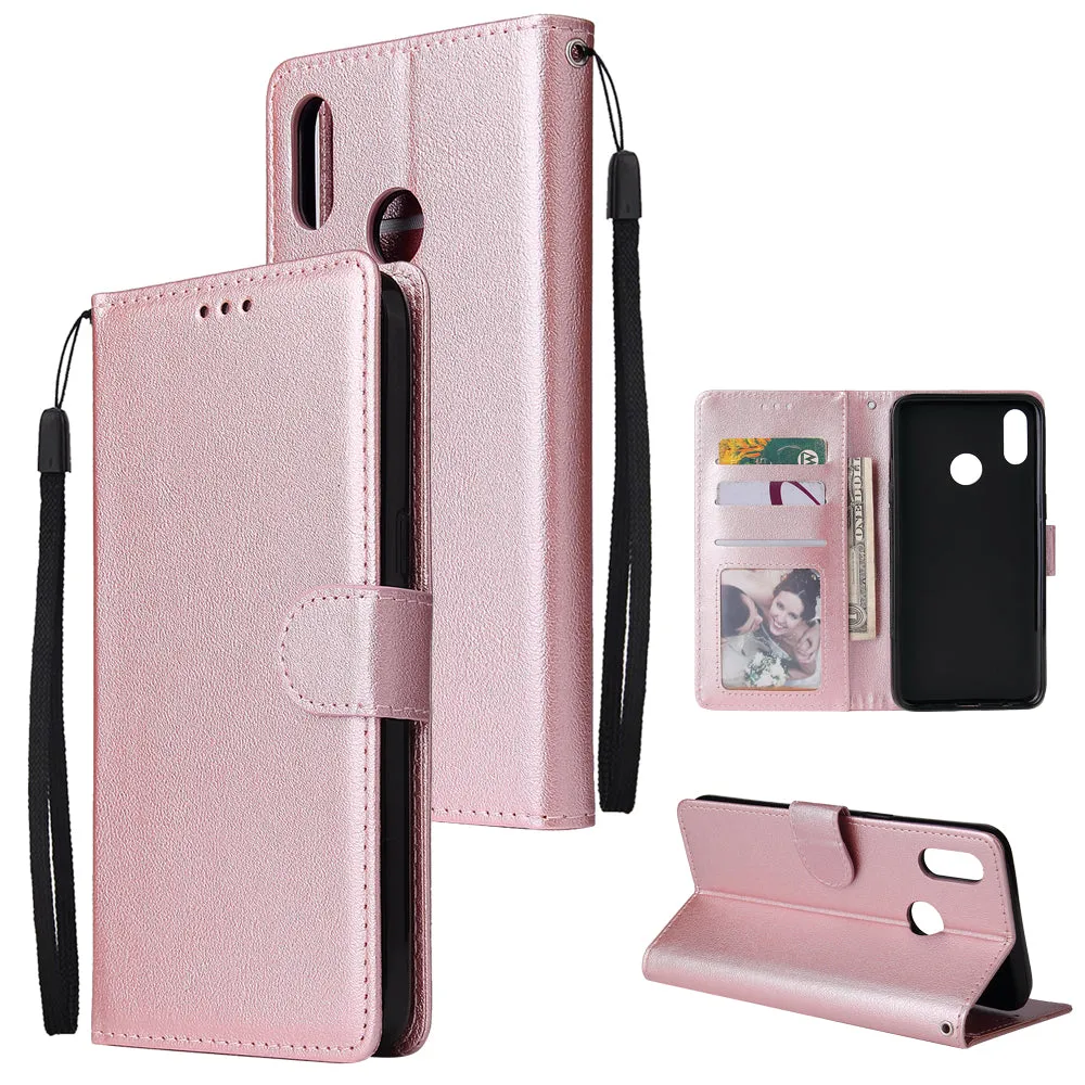 For OPPO Realme 3 Wallet-type PU Leather Protective Phone Case with Buckle & 3 Card Position red