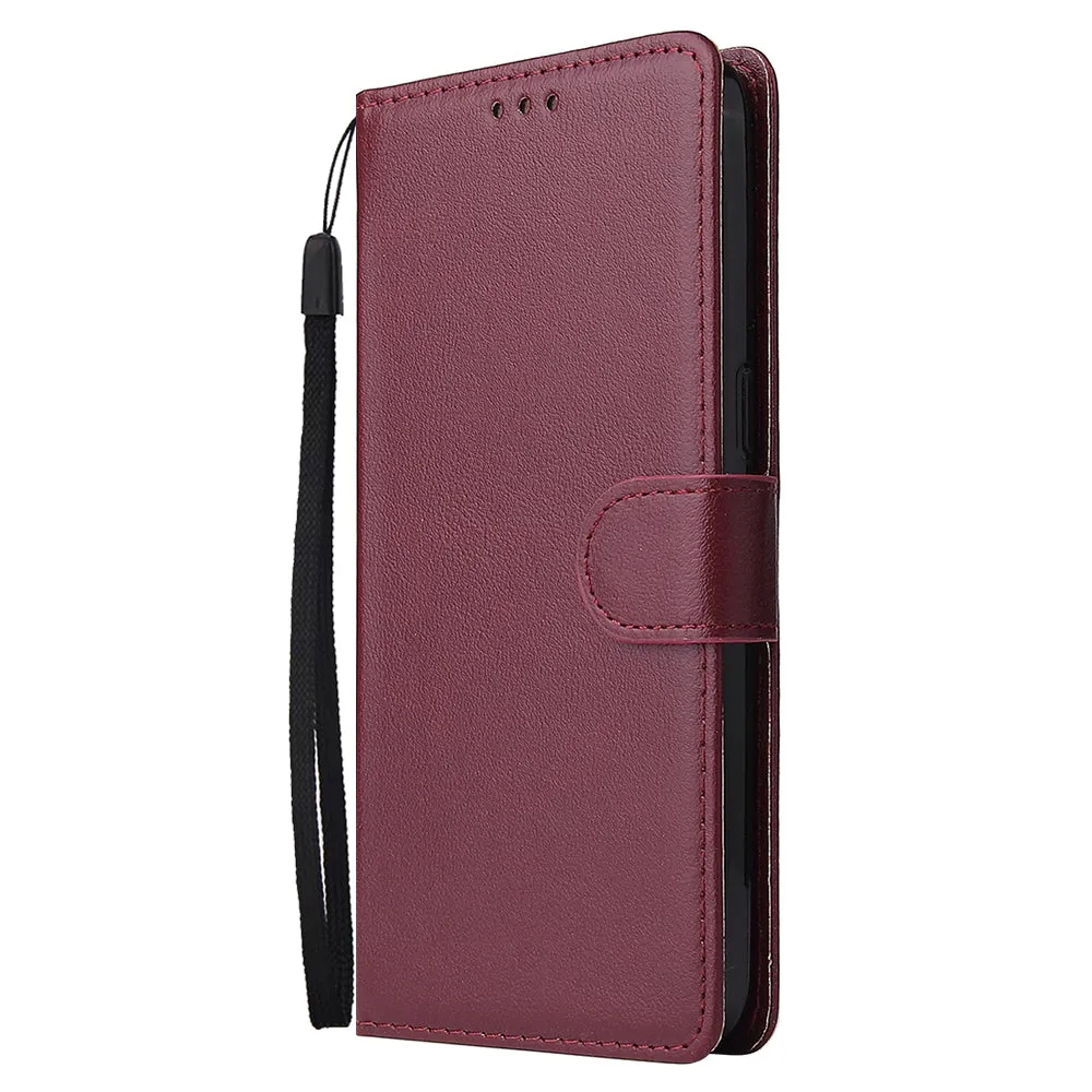 For OPPO Realme 3 Wallet-type PU Leather Protective Phone Case with Buckle & 3 Card Position red
