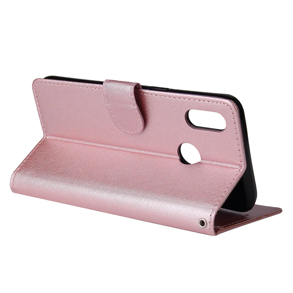 For OPPO Realme 3 Wallet-type PU Leather Protective Phone Case with Buckle & 3 Card Position red