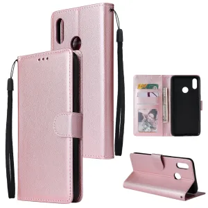For OPPO Realme 3 Wallet-type PU Leather Protective Phone Case with Buckle & 3 Card Position Rose gold