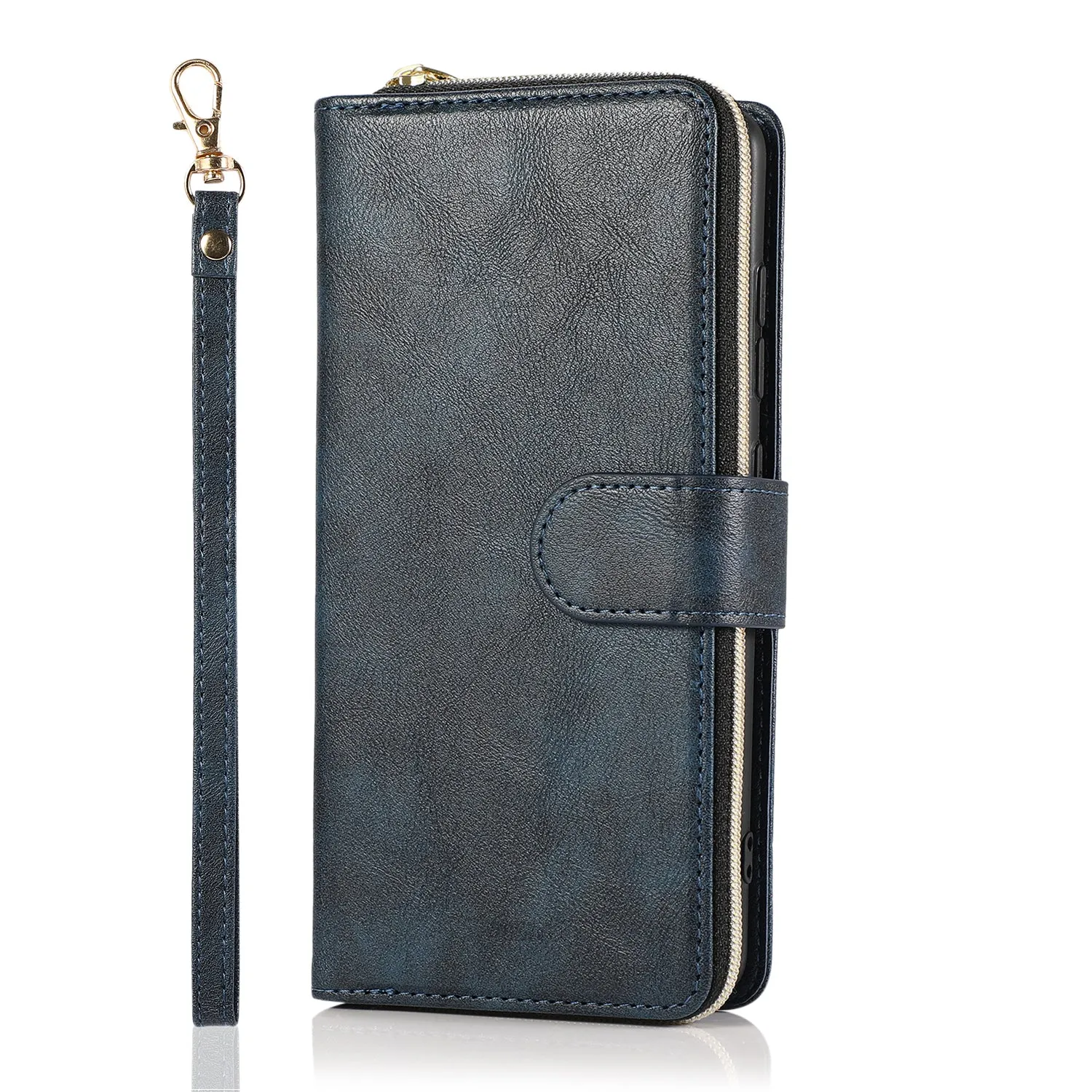 For Samsung A51 5G/A71 5G/Note 10 pro Pu Leather  Mobile Phone Cover Zipper Card Bag   Wrist Strap Rose gold