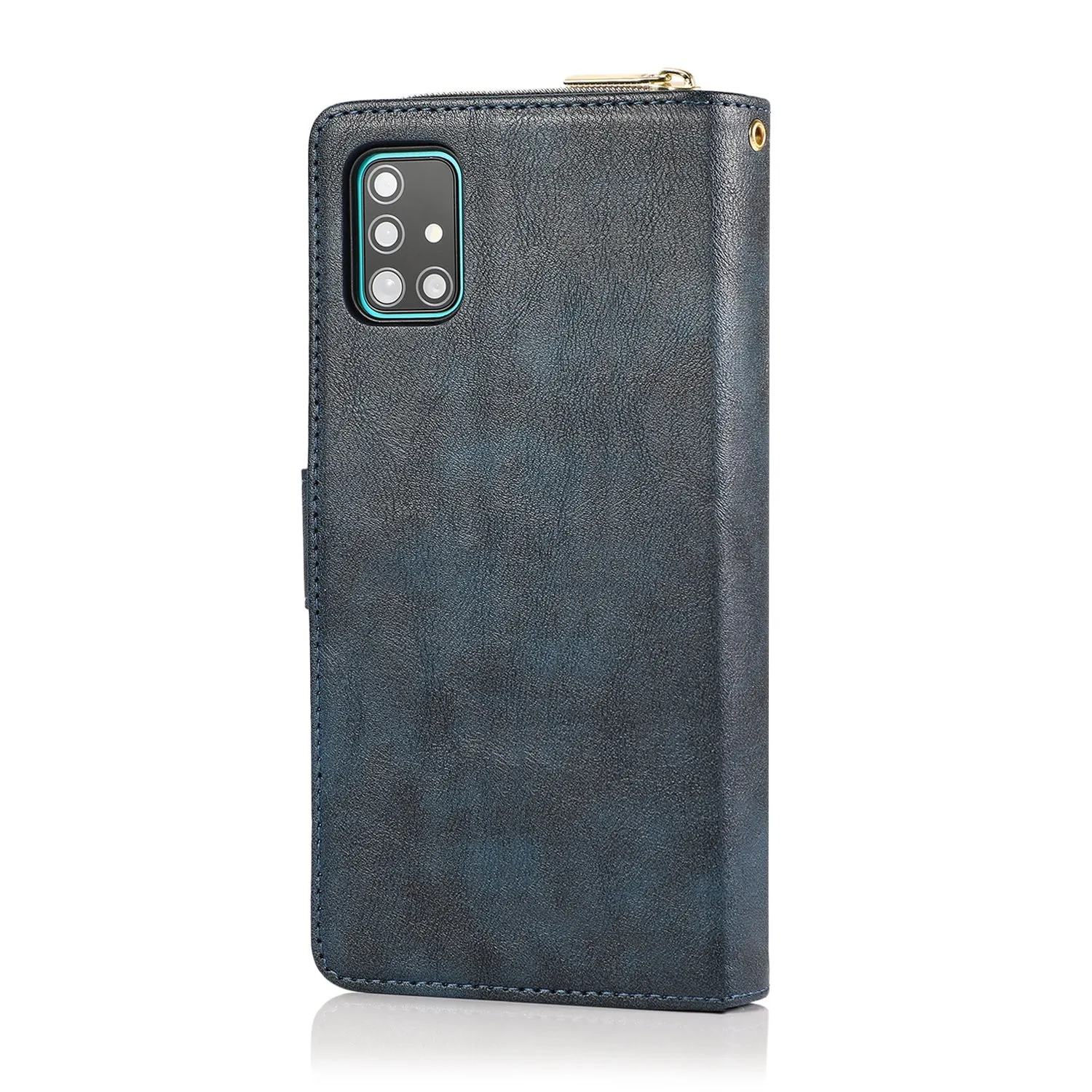 For Samsung A51 5G/A71 5G/Note 10 pro Pu Leather  Mobile Phone Cover Zipper Card Bag   Wrist Strap Rose gold