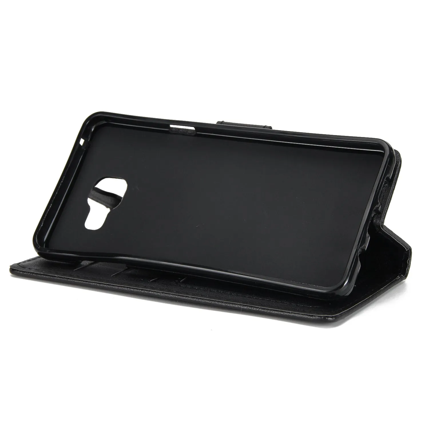 For Samsung A7 2017/A720 PU Leather Cell Phone Case Protective Cover Shell with Buckle black