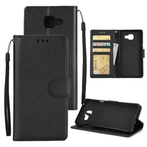 For Samsung A7 2017/A720 PU Leather Cell Phone Case Protective Cover Shell with Buckle black