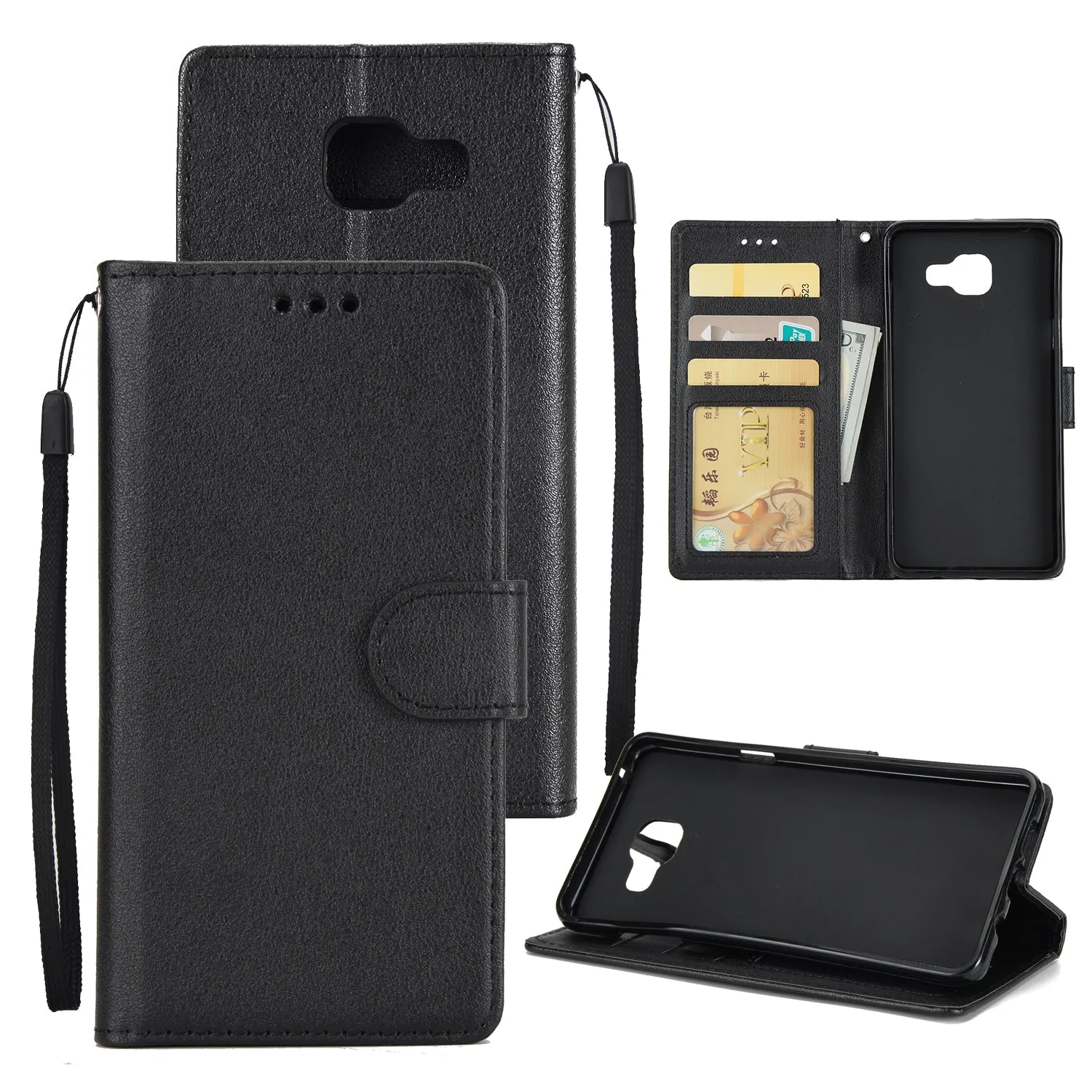 For Samsung A7 2017/A720 PU Leather Cell Phone Case Protective Cover Shell with Buckle Golden