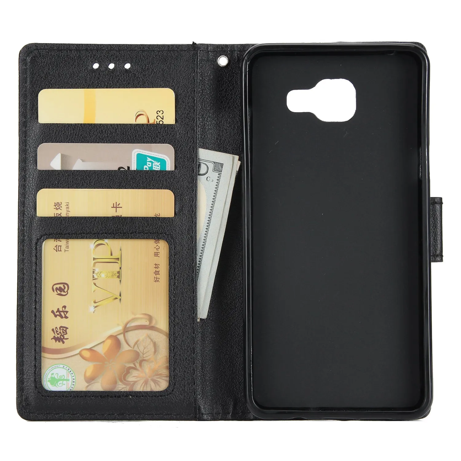 For Samsung A7 2017/A720 PU Leather Cell Phone Case Protective Cover Shell with Buckle Golden