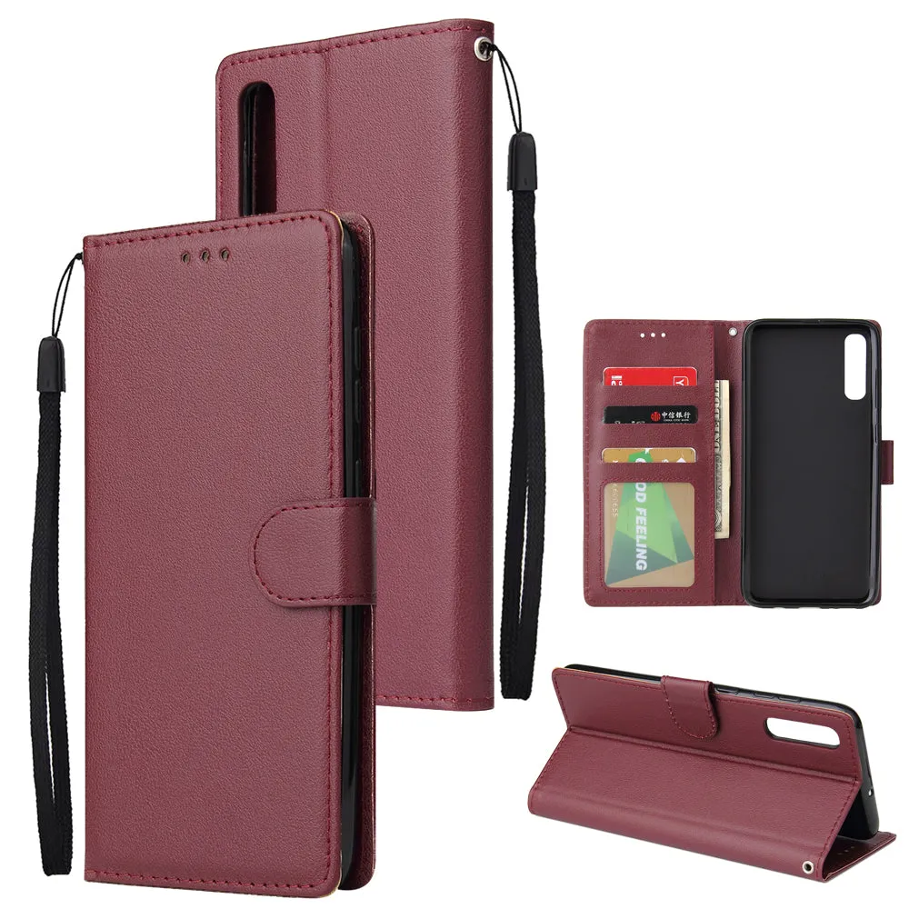 For Samsung A70 Wallet-type PU Leather Protective Phone Case with Buckle & 3 Card Position black