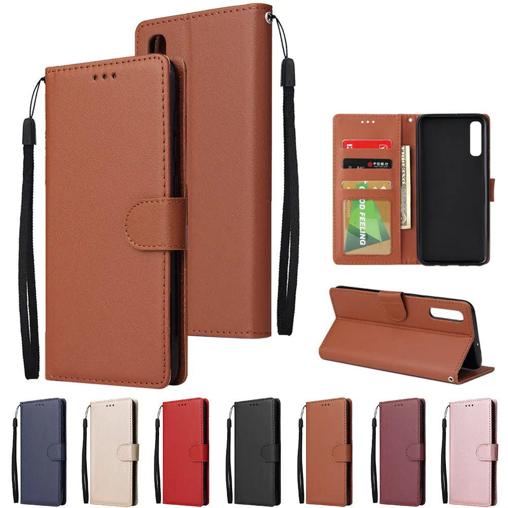 For Samsung A70 Wallet-type PU Leather Protective Phone Case with Buckle & 3 Card Position black
