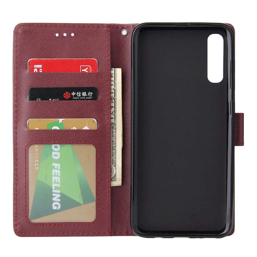 For Samsung A70 Wallet-type PU Leather Protective Phone Case with Buckle & 3 Card Position black