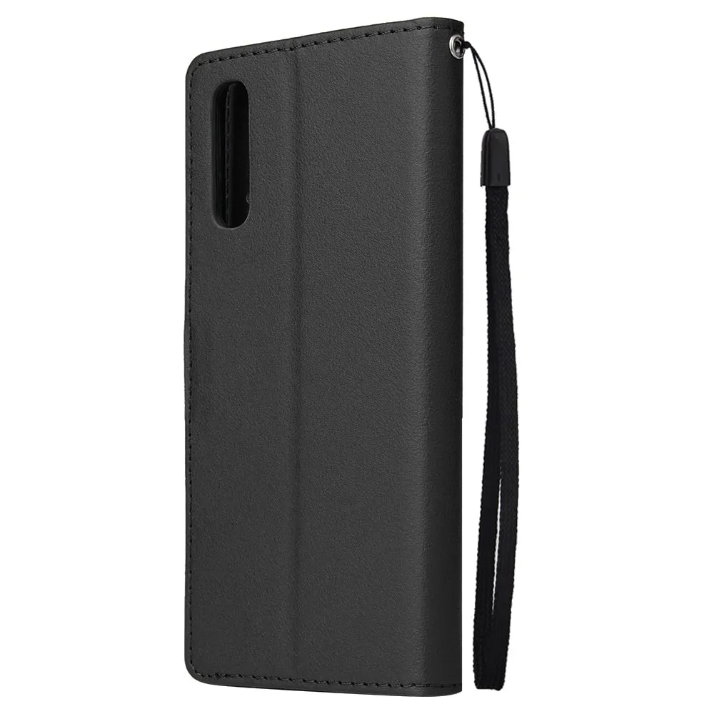 For Samsung A70 Wallet-type PU Leather Protective Phone Case with Buckle & 3 Card Position black