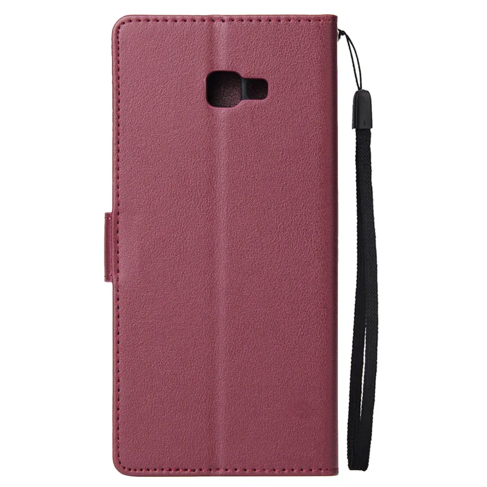 For Samsung J4 plus Flip-type Leather Protective Phone Case with 3 Card Position Buckle Design Phone Cover  Red wine