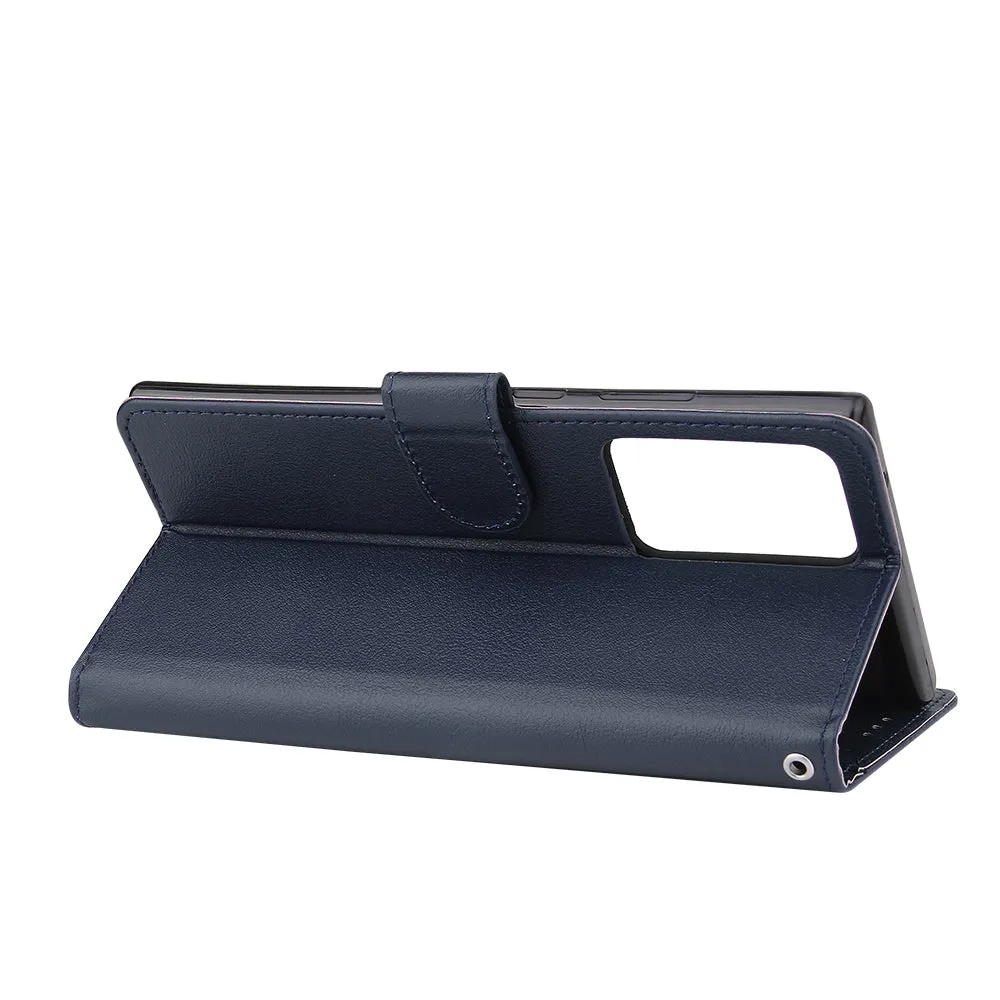 For Samsung Note 20/Note 20 Ultra PU Leather Three-card Photo Frame Front Buckle Mobile Phone shell blue