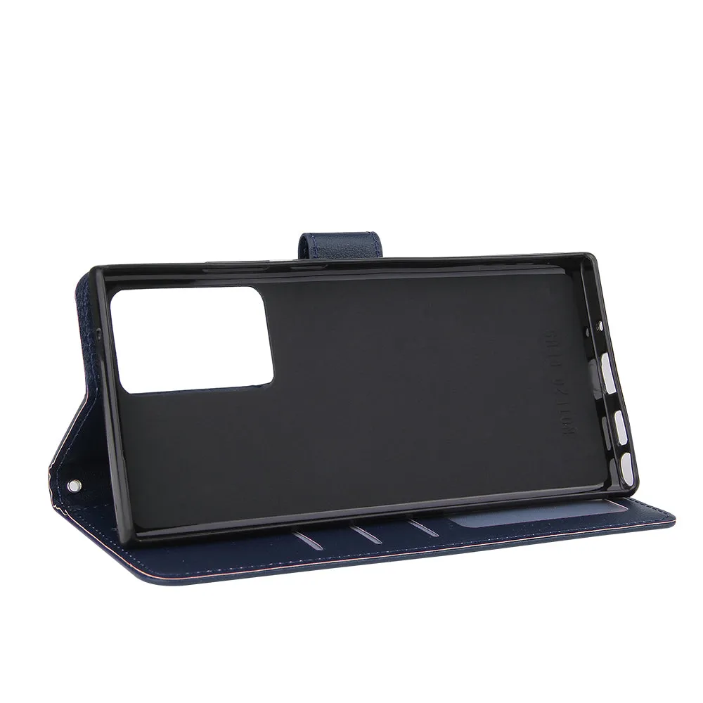 For Samsung Note 20/Note 20 Ultra PU Leather Three-card Photo Frame Front Buckle Mobile Phone shell blue