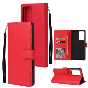 For Samsung Note 20/Note 20 Ultra PU Leather Three-card Photo Frame Front Buckle Mobile Phone shell red