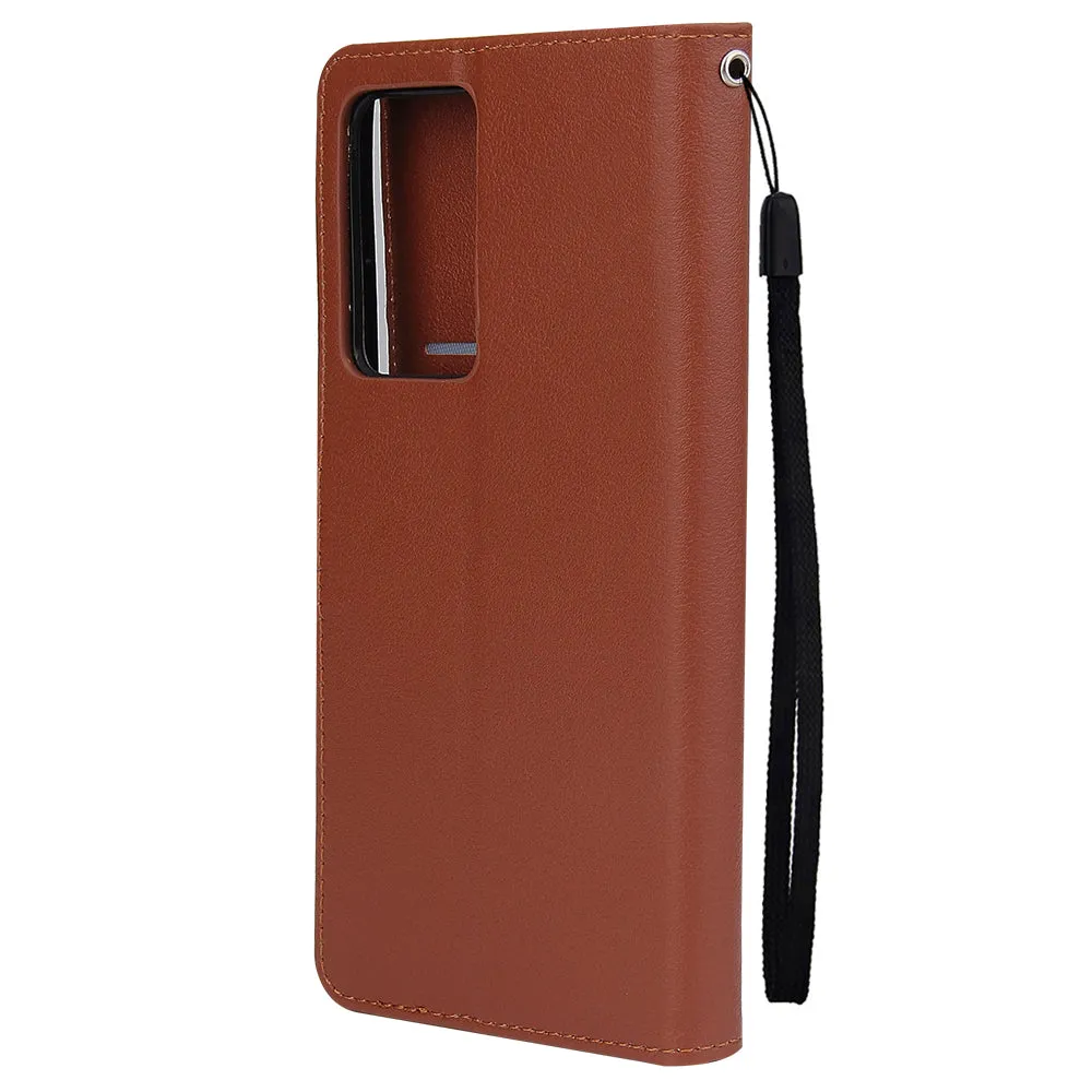 For Samsung Note 20/Note 20 Ultra PU Leather Three-card Photo Frame Front Buckle Mobile Phone shell red