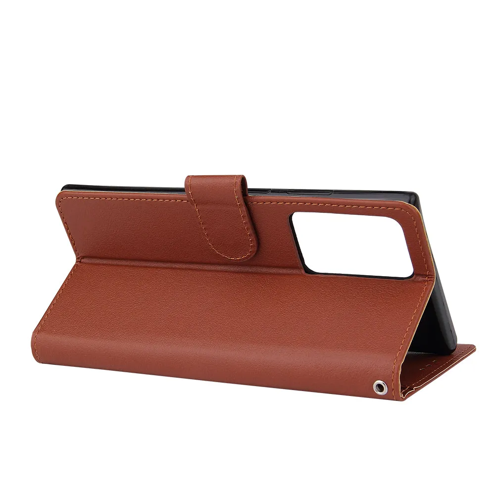 For Samsung Note 20/Note 20 Ultra PU Leather Three-card Photo Frame Front Buckle Mobile Phone shell red