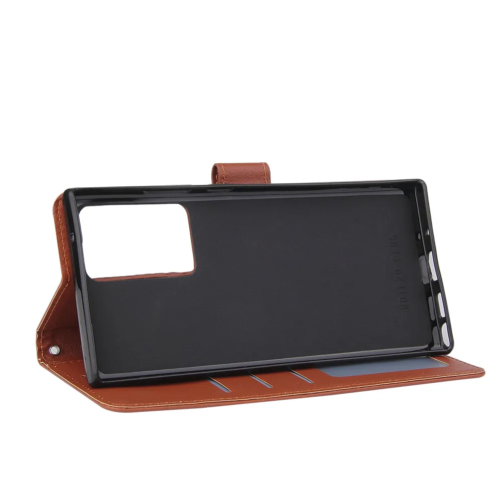 For Samsung Note 20/Note 20 Ultra PU Leather Three-card Photo Frame Front Buckle Mobile Phone shell red