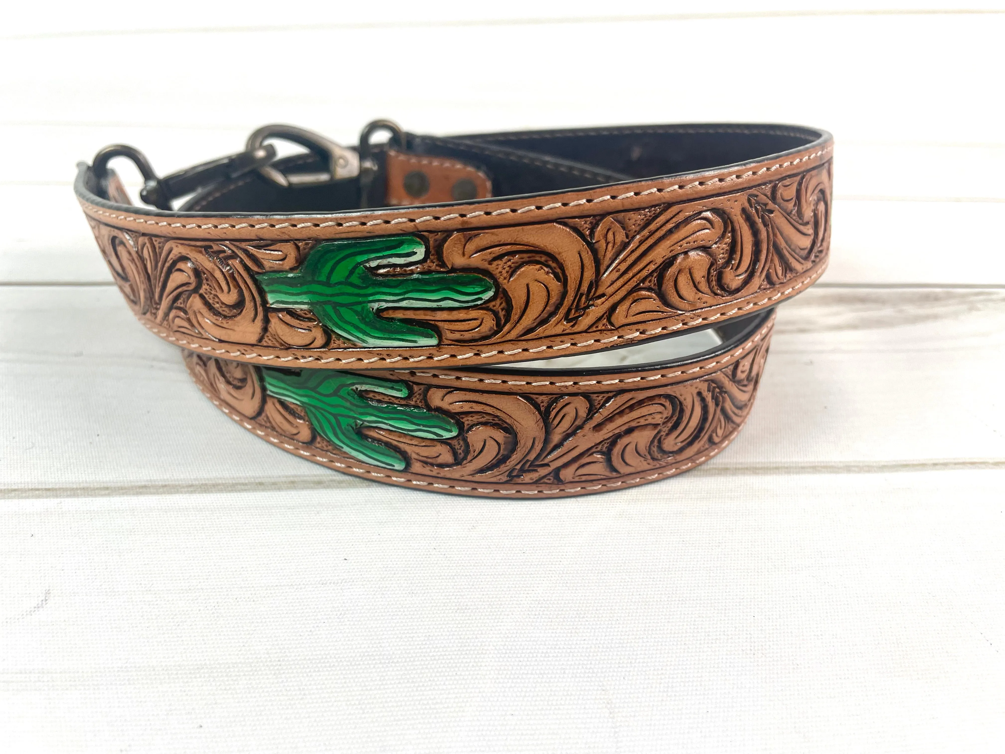 Hand Painted Green Cactus Crossbody Handbag Strap