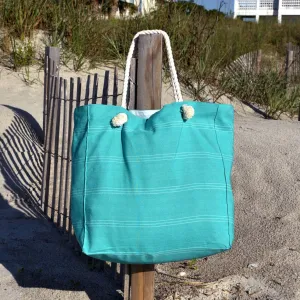 Hand Woven Beach Tote Bag | Cabana Stripe