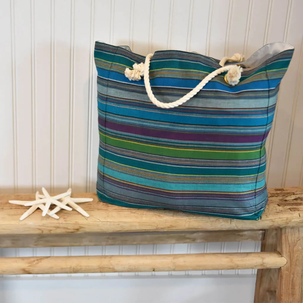 Hand Woven Beach Tote Bag | Quetzal Jade