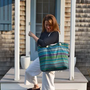 Hand Woven Beach Tote Bag | Quetzal Jade