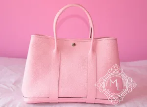 Hermes Pink Rose Sakura Leather 36 Garden Party Handbag
