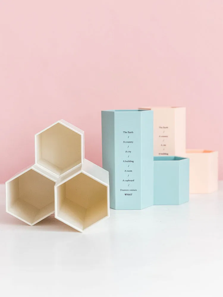 Homlly Hexagon Pen Makeup Container Holder