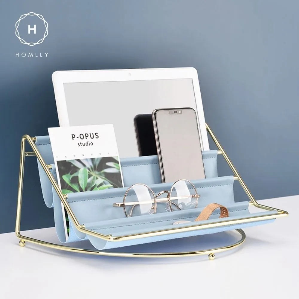 Homlly Keii Gold Multi Leather Layer Desk Organizer Shelf