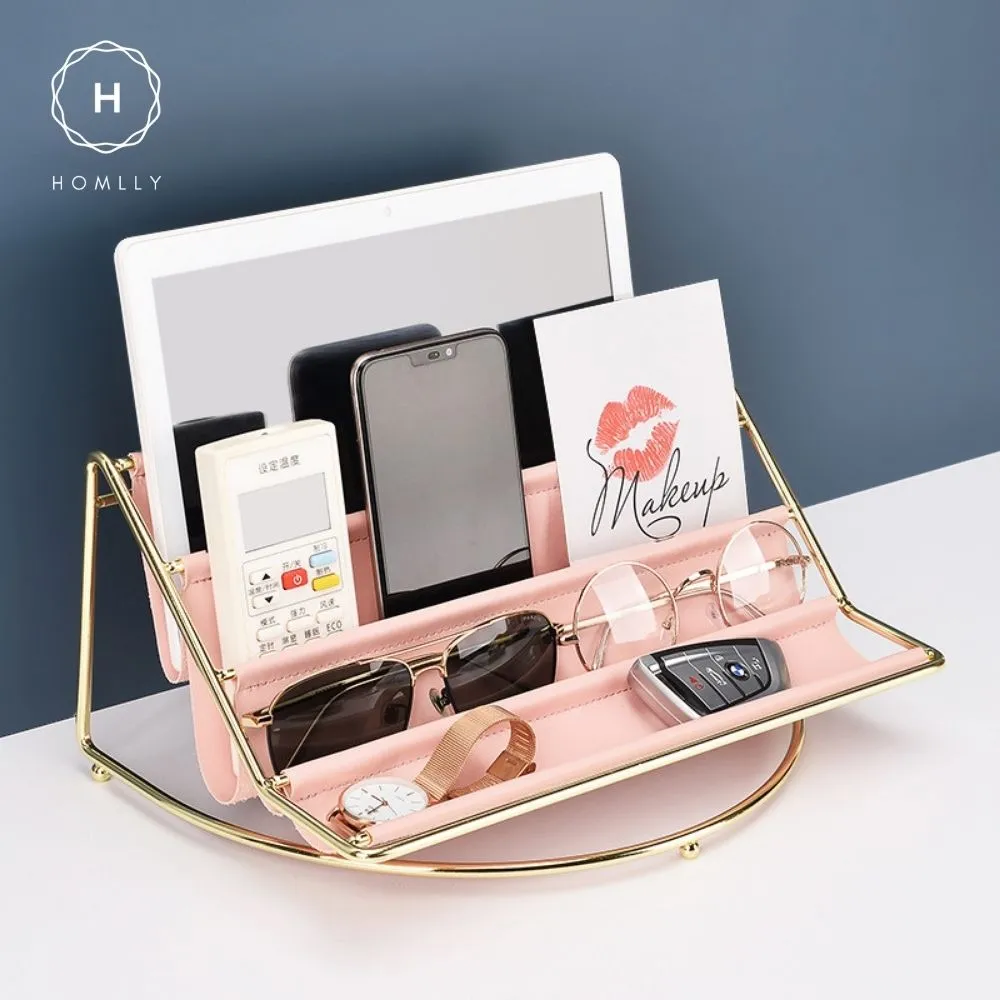 Homlly Keii Gold Multi Leather Layer Desk Organizer Shelf
